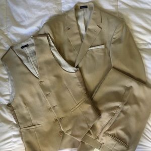 3 piece suit, khaki